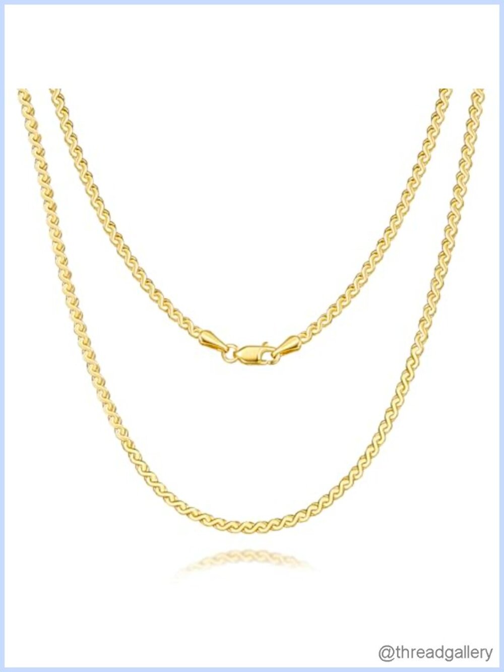 14k Gold Plated Chain Necklace 2.1mm Thin Unisex 22in Lobster Clasp
